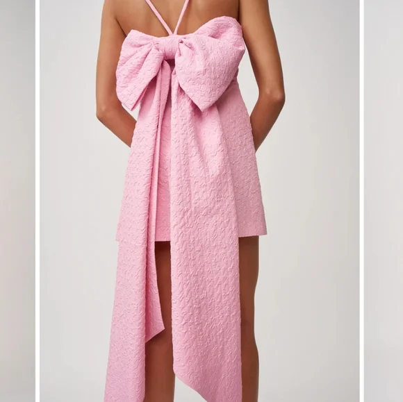 By Johnny Marilyn Bow Back Mini Dress Pink Size 12 - Picture 7 of 7